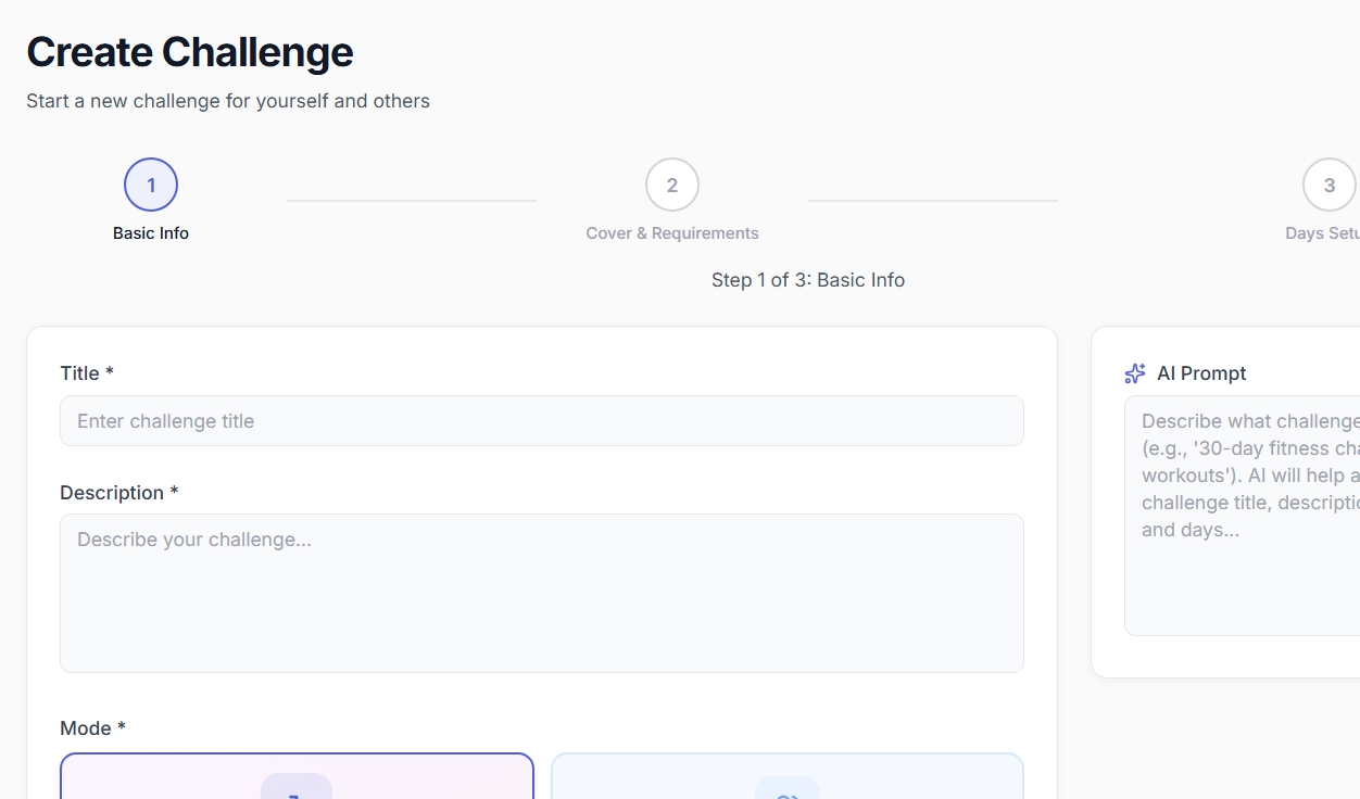 Challenge creation with AI or by hand